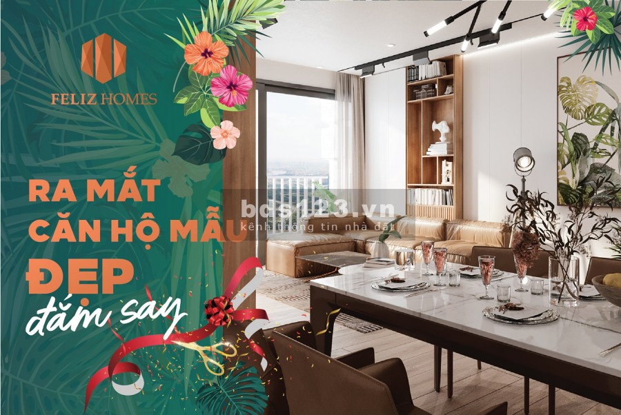 Feliz Homes Hoàng Mai, diện tích sử dụng 80m2, 2PN 2WC, giá chỉ từ 600 triệu, sổ sẵn