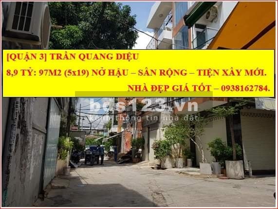 97m2 Quận 3 Trần Quang Diệu nở hậu sân rộng nhà tiện xây mới giá tốt mùa dịch 8.9 tỷ