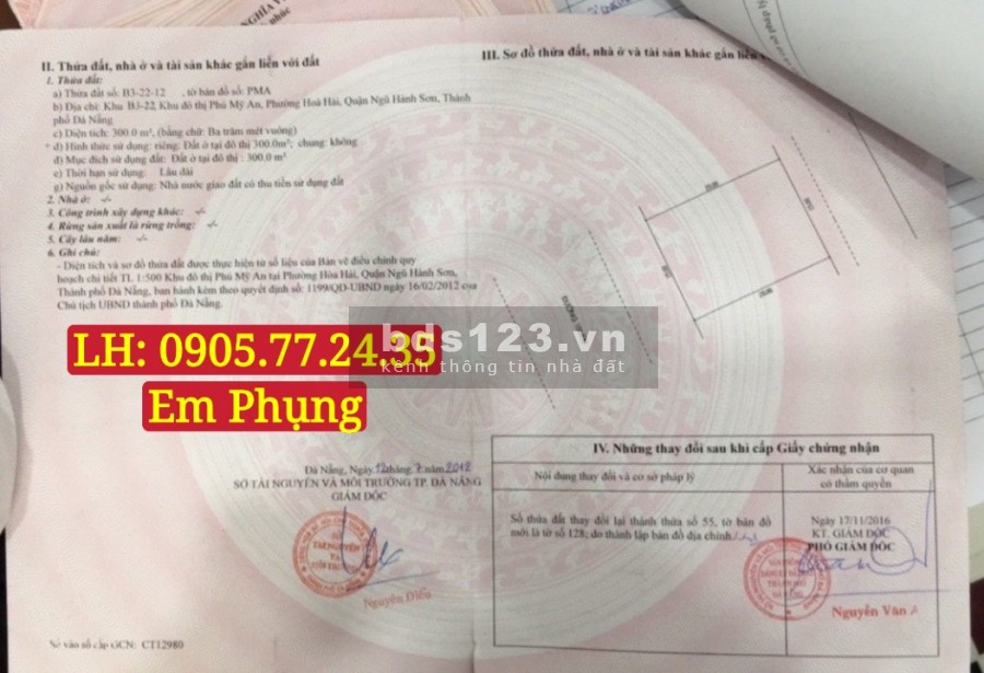 Chính chủ cần tiền bán nhanh lô biệt thự mặt sông tại Đà Nẵng tiện ích đầy đủ, bàn giao ngay