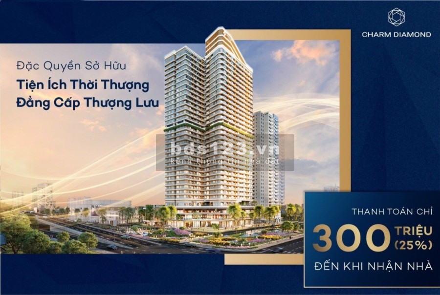 Bán Căn Hộ Charm Diamond 1PN Ngay Vincom TT 25%(300tr) Ngưng Đến T3/2024 Nhận Nhà