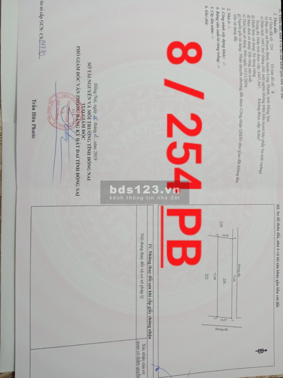 Bán lô đất gần ủy ban xã Phước Bình, cách khu công nghiệp 500m, khu dân cư hiện hữu