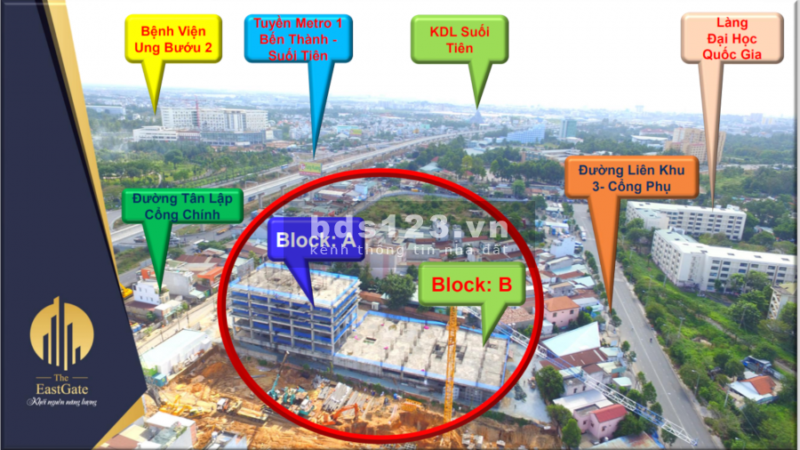 Căn hộ The East Gate giá công nhân đối diện bến xe Miền Đông mới, ngân hàng hỗ trợ vay 70 %