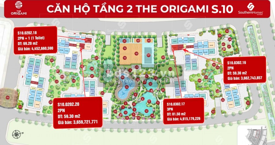 The Origami Vinhomes Grand park siêu phẩm tầng 2, view đẹp, giá tốt, vồn tự có chỉ 2xx triệu