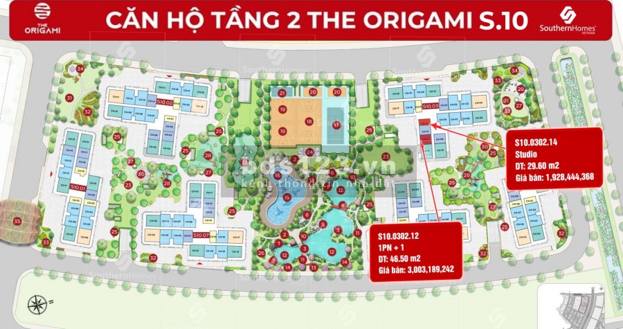 The Origami Vinhomes Grand park siêu phẩm tầng 2, view đẹp, giá tốt, vồn tự có chỉ 2xx triệu