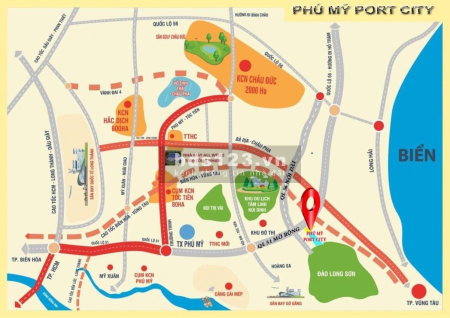 Bán đất mặt tiền Quốc Lộ 51 thị xã Phú Mỹ, vị trí độc tôn duy nhất hiện nay tại Phú Mỹ
