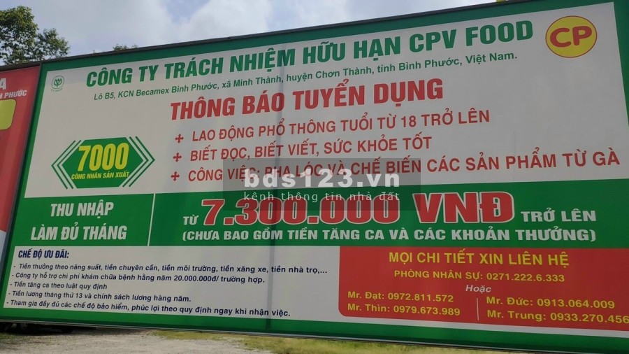 Chỉ còn 1 lô duy nhất đối diện cổng Khu Công Nghiệp Becamex giá 9,1tr/m2