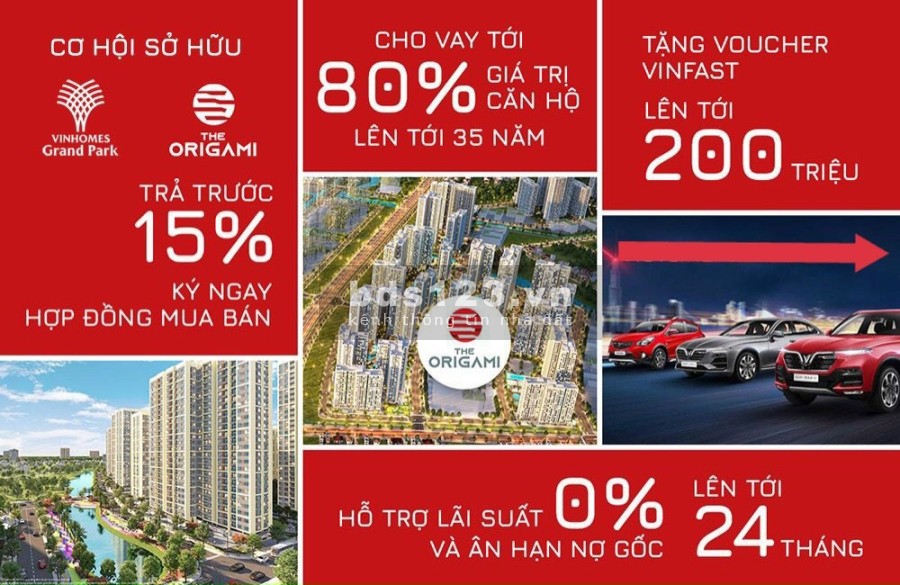 Chính sách mua nhà Vinhomes Grang Park Quận 9, hỗ trợ vay 100% lãi suất thấp, sổ sẵn