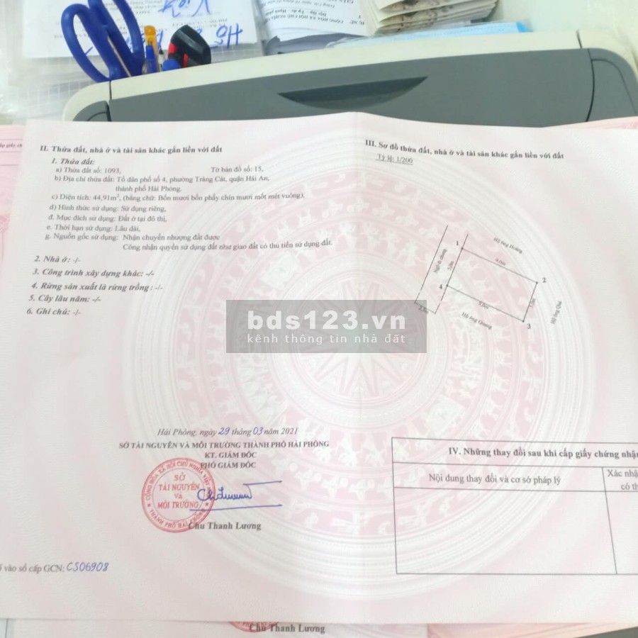 Bán lô đất mặt ngõ đường Tràng Cát, Hải An, Hải Phòng diên tích sử dụng 45m2 giá đẹp đâu tư