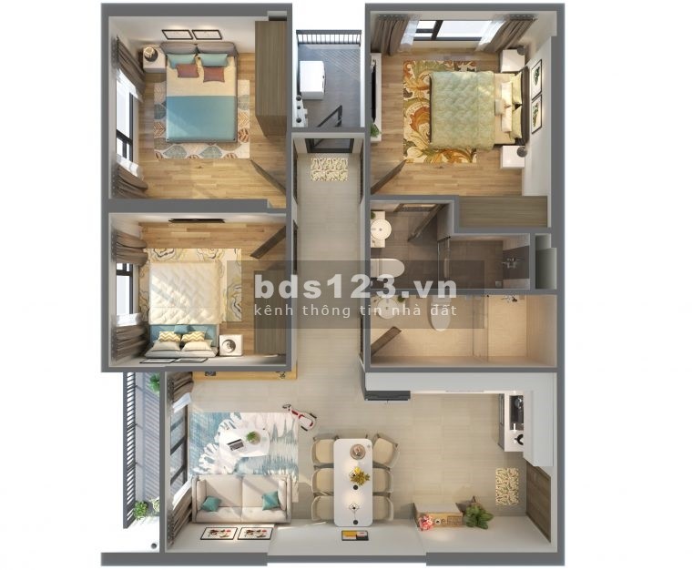 Cho thuê căn 3PN, diện tích 80m2, chung cư Vinhomes Smart City có điều hòa 8tr/tháng