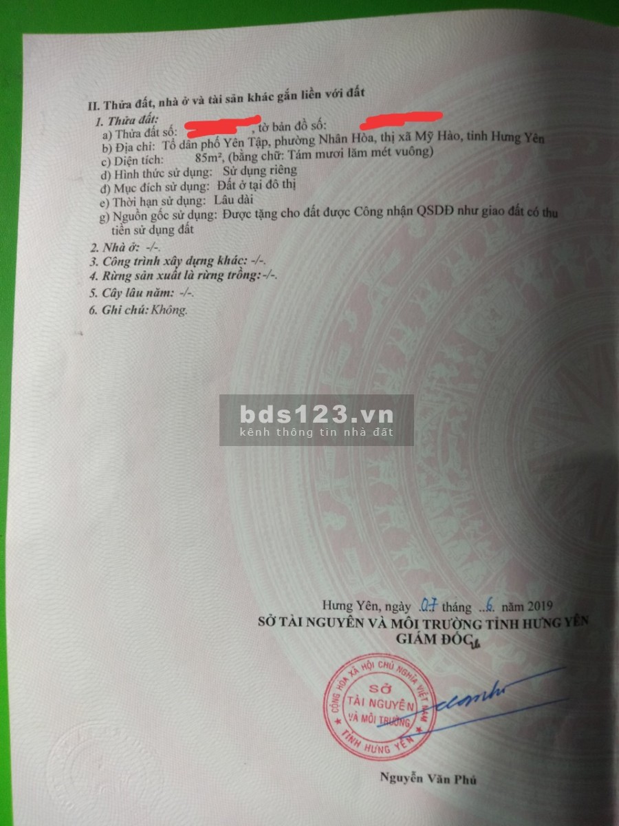 Chính chủ cần bán lô đất tại thị xã Mỹ Hào Hưng Yên giá bán rất rẻ, liên hệ 0376248050