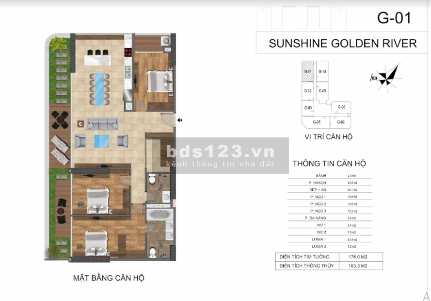 Sunshine Golden River từ 123m2 - 211m2, cập nhật bảng hàng mới nhất T9/2021 - 0974606535