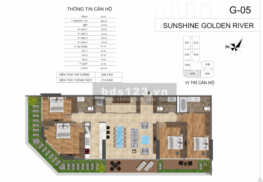 Sunshine Golden River từ 123m2 - 211m2, cập nhật bảng hàng mới nhất T9/2021 - 0974606535
