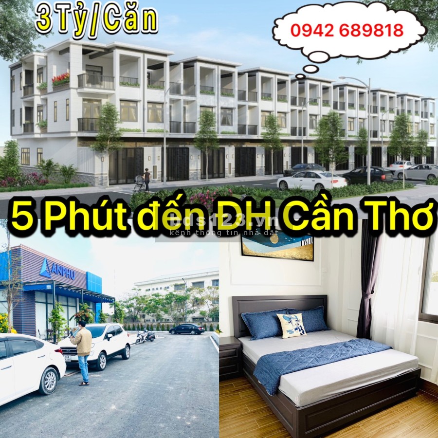 Bán nhà nguyên căn mặt tiền giá bán 3.1 tỷ kiến trúc nhà phố 1 trệt 2 lầu tại Cái Răng Cần Thơ