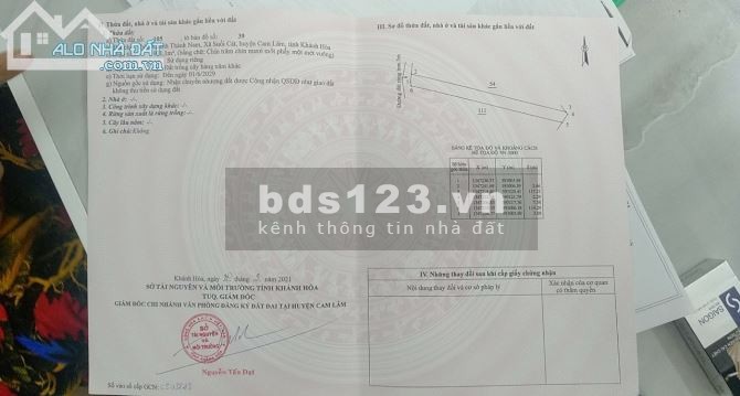 Chính chủ cần bán lô đất Thôn KHánh Thành Nam, Xã Suối Cát, Huyện Cam Lâm, Tỉnh Khánh Hòa