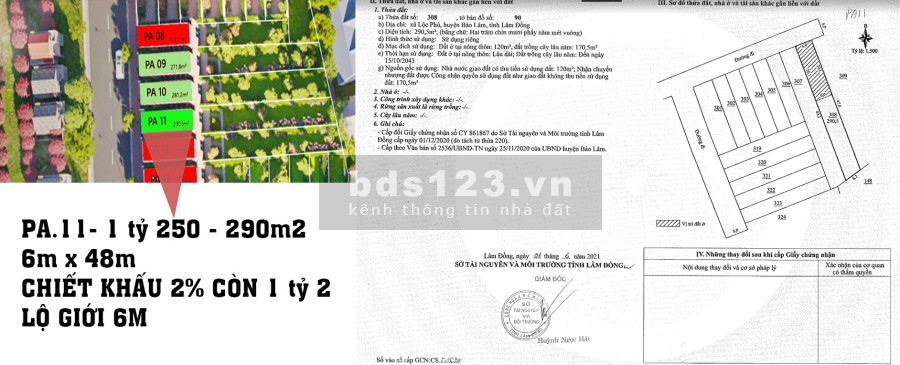 Bán gấp nền 290m2 ở Bảo Lộc sinh lời cực cao trả trước 70% Công chứng sang tên ngay