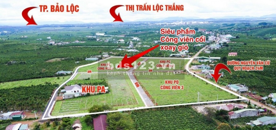 Chỉ từ 585triệu/nền đất thổ cư, vị trí mặt tiền đường nhựa 22m trung tâm Bảo Lâm