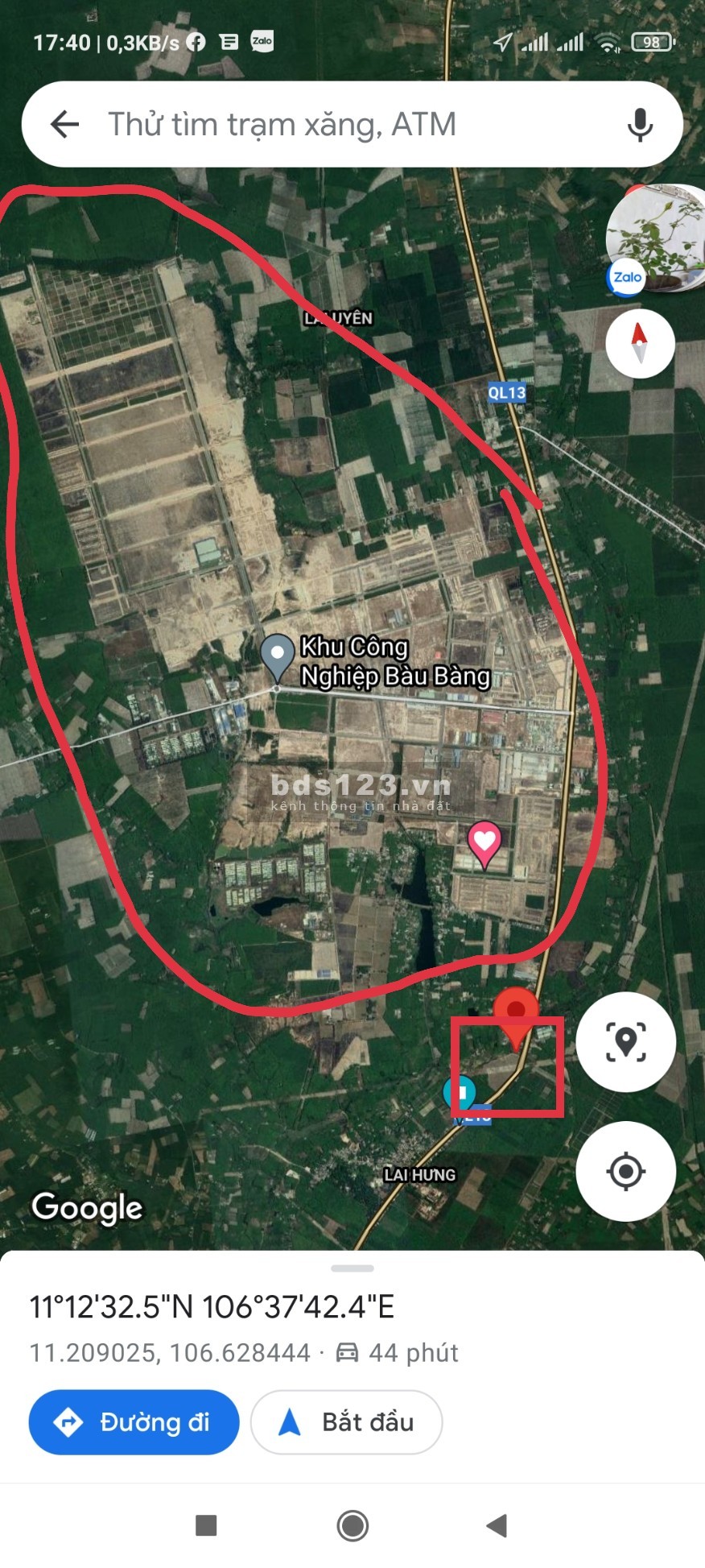 Bán lô đất 1165m2, ngay chợ lai khê Bàu Bàng 1 triệu 3 /m2