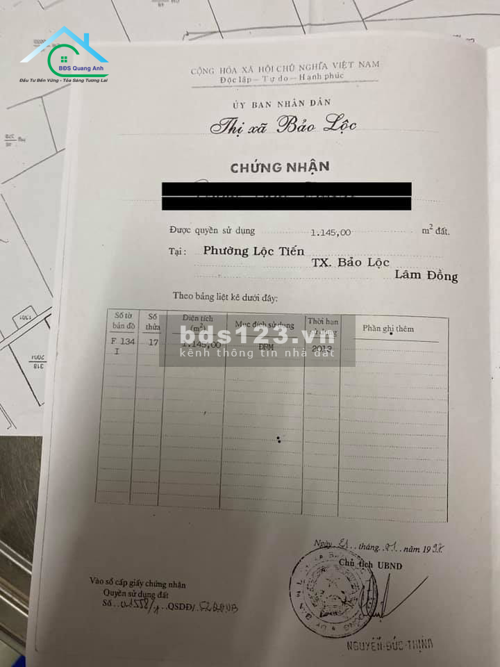 Bán thửa đất tại trung tâm TP. Bảo Lộc, phường Lộc Tiến 13.100m2 134 Phố Phùng Hưng