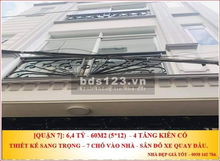 60m2 Quận 7 Huỳnh Tấn Phát 4 tầng kiên cố thiết kế thanh lịch xe 7 chỗ vào nhà, lhcc