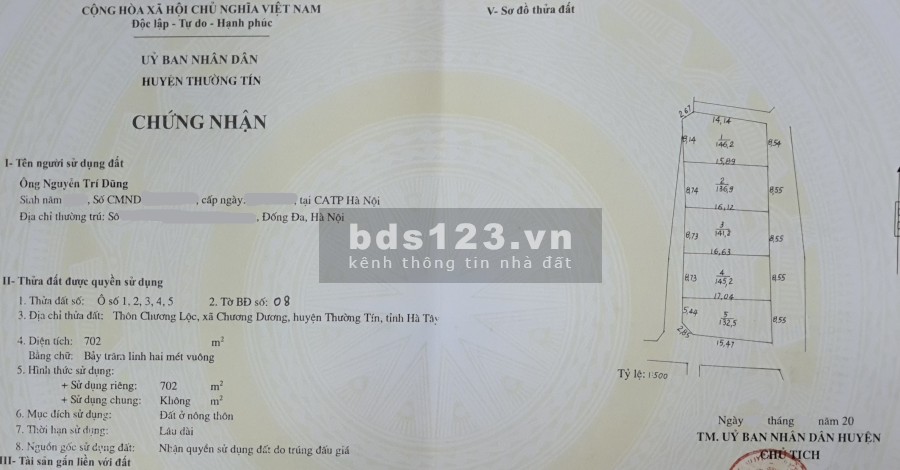 Bán đất thổ cư rất rộng: 3200 m2, sát nội thành Hà Nội, gần vành đai 4, giao thông thuận lợi, sổ đỏ chính chủ.