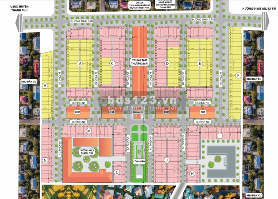Đất nền mặt tiền chợ ngay trung tâm huyện liên hệ 0938813844 thổ cư sổ hồng 100%
