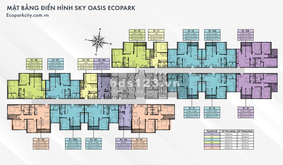 Bán gấp Căn Hộ Chung Sky Oasis - 1Ngủ & 1WC – Khu đô thị cao cấp ecopark