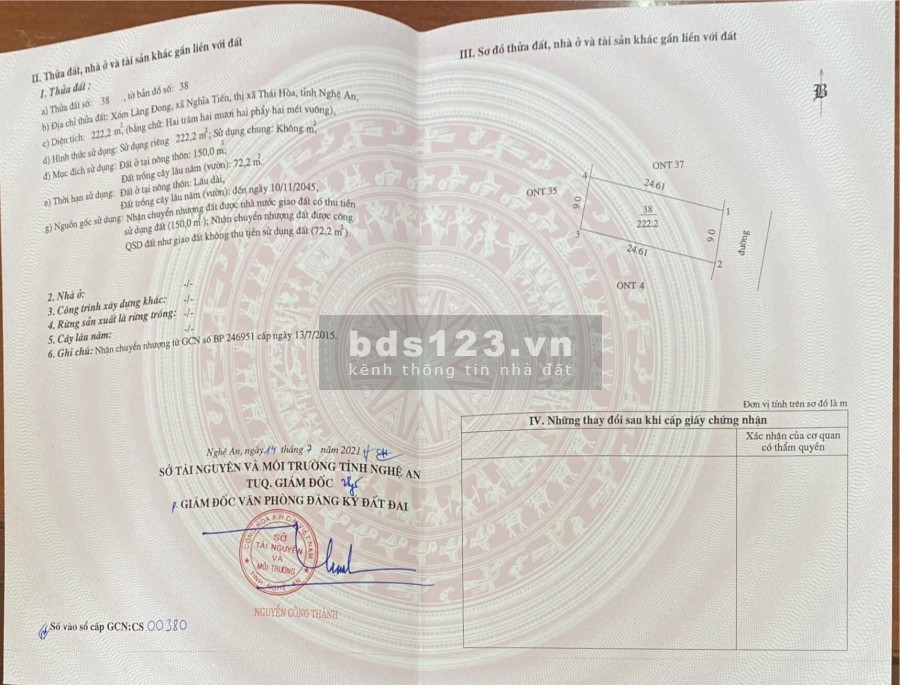 Bán đất chính chủ tại thị xã Thái Hoà Nghệ An giá tốt đầu tư, hỗ trợ vay, pháp lý chính chủ