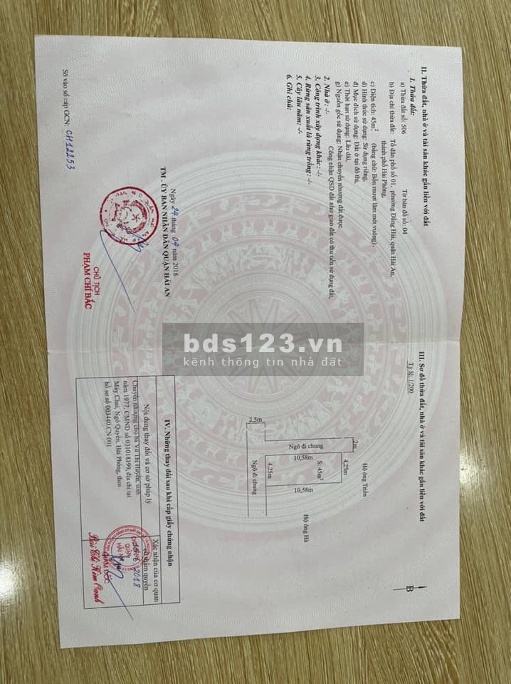 Bán Lô Đất Ngõ 465 Đằng Hải Hải An HP 45m2 giá chỉ 1.2 tỷ