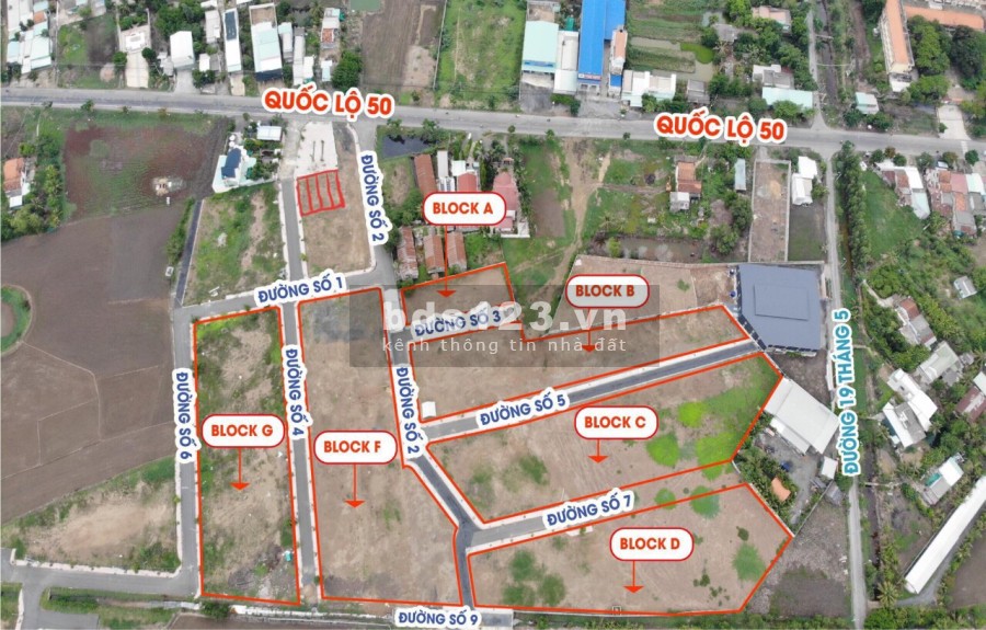 5 nền full thổ cư ngay tại quốc lộ 50 huyện Cần Đước Long An giá đầu tư