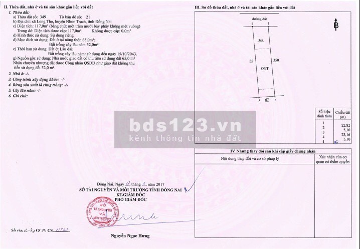 Đất Nhơn Trạch 117m2 2 lô đẹp đường oto, xã Long Thọ
