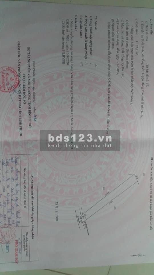 CC cần bán 03 lô đất dt 1000 m2/ lô, sổ hồng riêng từng lô, gần khu công nghiệp Becamex
