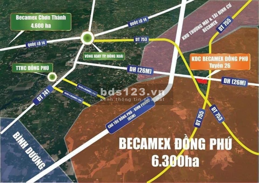 CC cần bán 03 lô đất dt 1000 m2/ lô, sổ hồng riêng từng lô, gần khu công nghiệp Becamex
