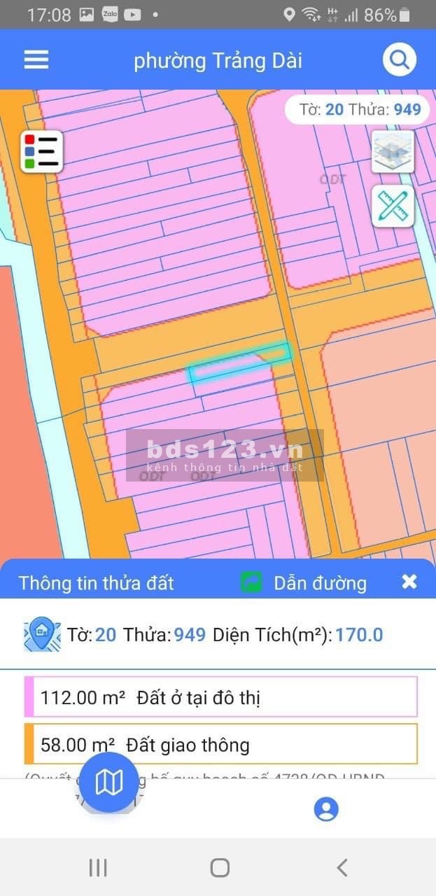 Đất sổ riêng thổ cư ngay CA p Trảng Dài Biên Hoà Đồng Nai