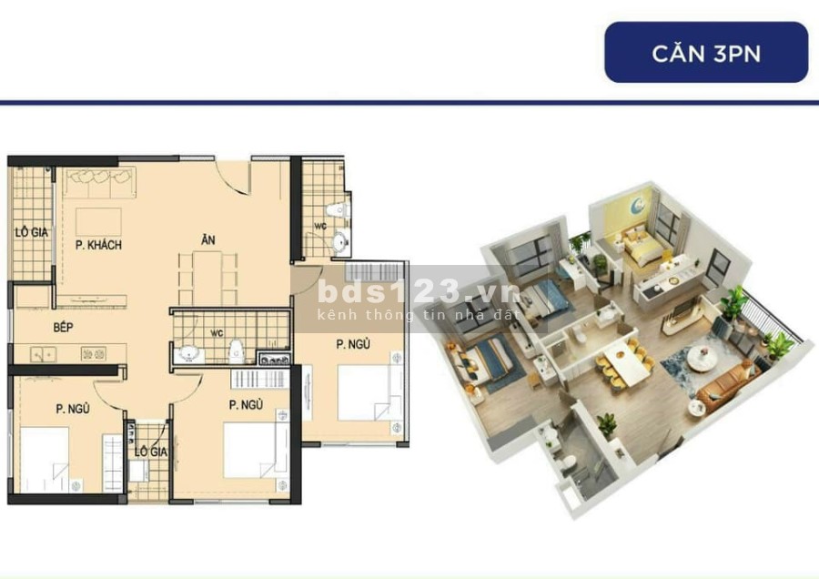 Dịch cần tiền bán gấp căn chung cư Vinhomes 3 phòng ngủ giá bán 1.4 tỷ, tiện ích đầy đủ
