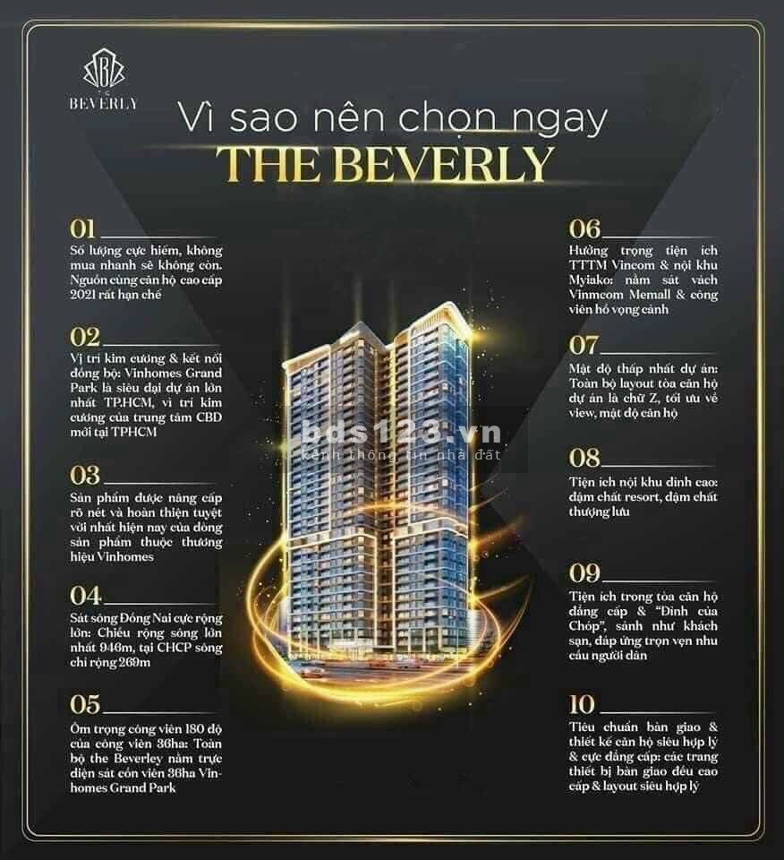 Giá cực rẻ cho khu Căn Hộ cao cấp Beverly tại Vinhomes Grand Park - chỉ từ 55tr/m2