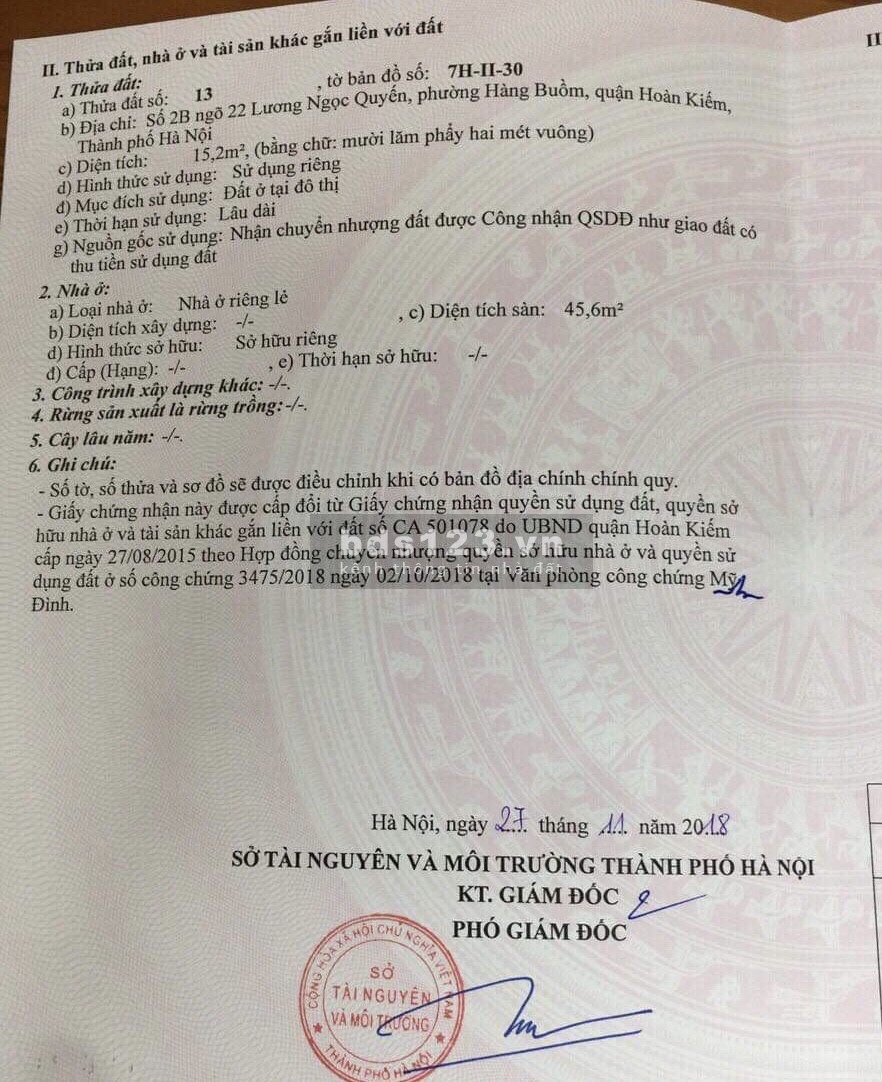 Bán nhà Lương Ngọc Quyến, P.Hàng Buồm, Q. Hoàn Kiếm, Hà Nội Giá 3 tỷ 910
