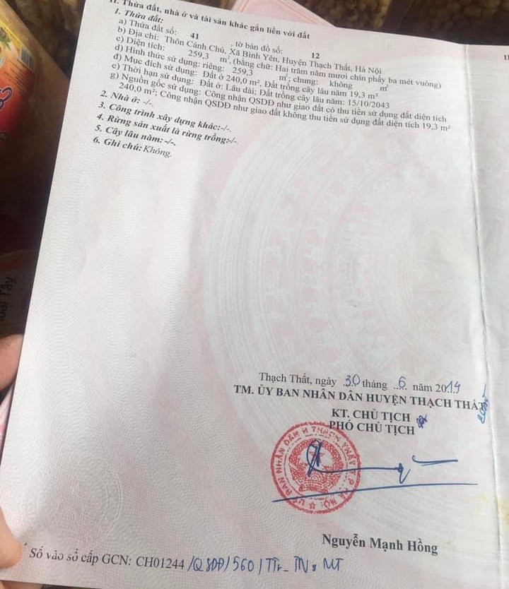 Chính chủ nhờ bán lô đất gần công nghệ cao Hòa Lạc pháp lý rõ ràng sổ đỏ sang tên trong ngày