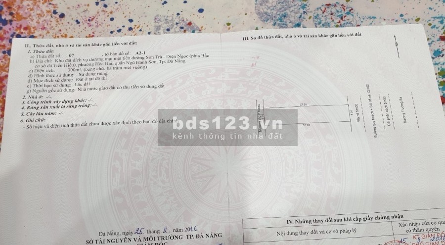 Bán Đất biển mặt tiền Trường Sa, ĐN, Đối diện Hayatt, thích hợp xây khách sạn, siêu thị, kinh doanh