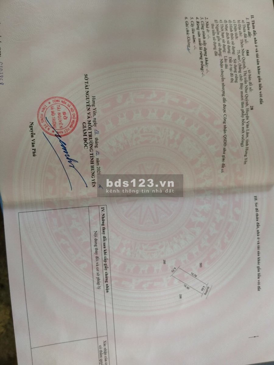 75m đất ở đô thị đình cố như quỳnh