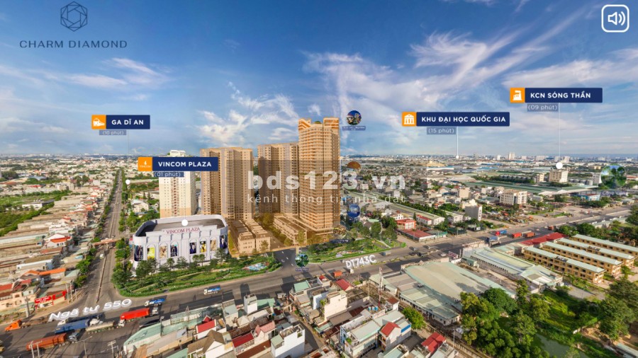 Căn hộ cao cấp sát Vincom Dĩ An, KCN bao quanh mở bán GD1 tháp mới giá siêu tốt,tặng nội thất CK 8%