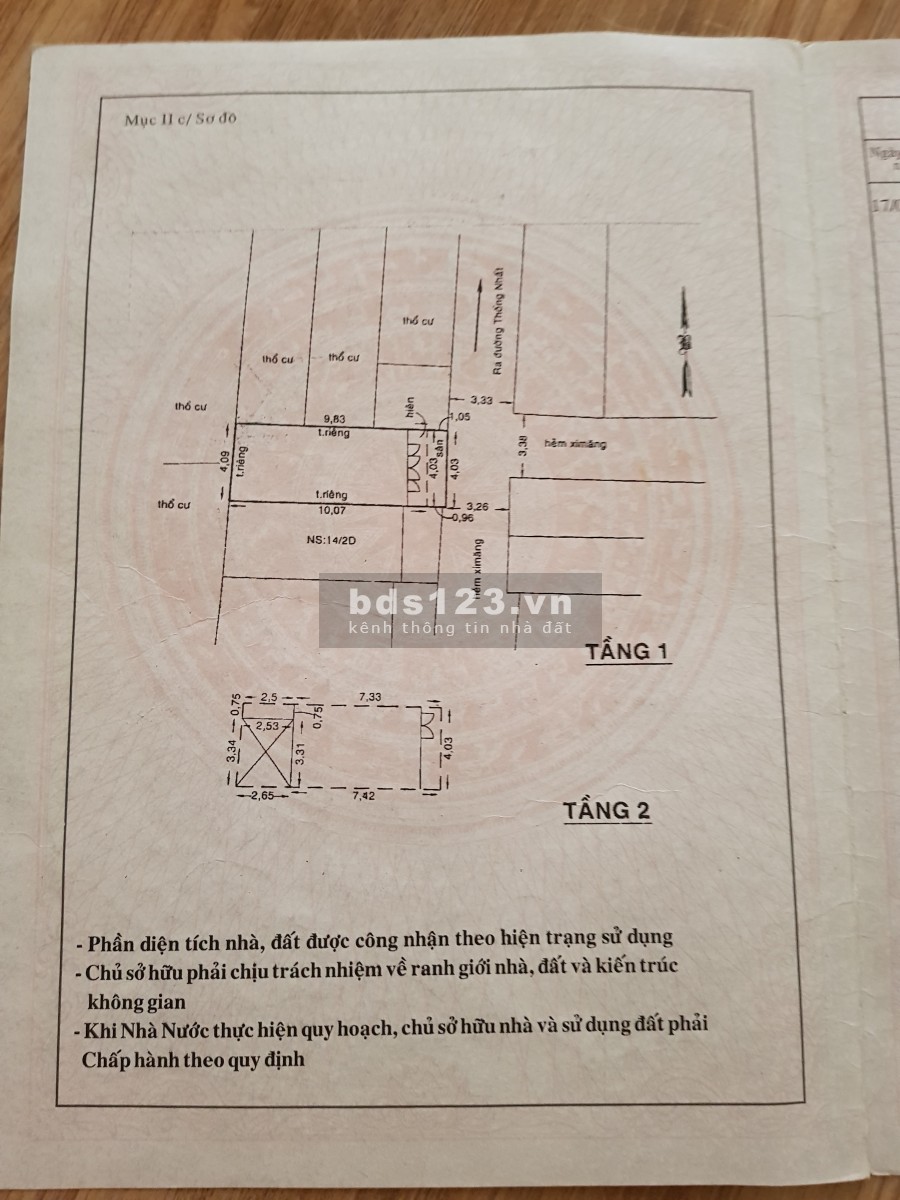 Cần bán gấp nhà hẻm xe hơi đường Thống Nhất phường 16 liên hệ xem nhà 0934158851