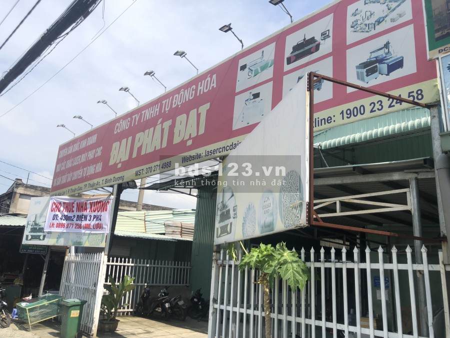 Cần cho thuê 2 nhà xưởng DT 430 và 1200m2 tại Thuận An Bình Dương