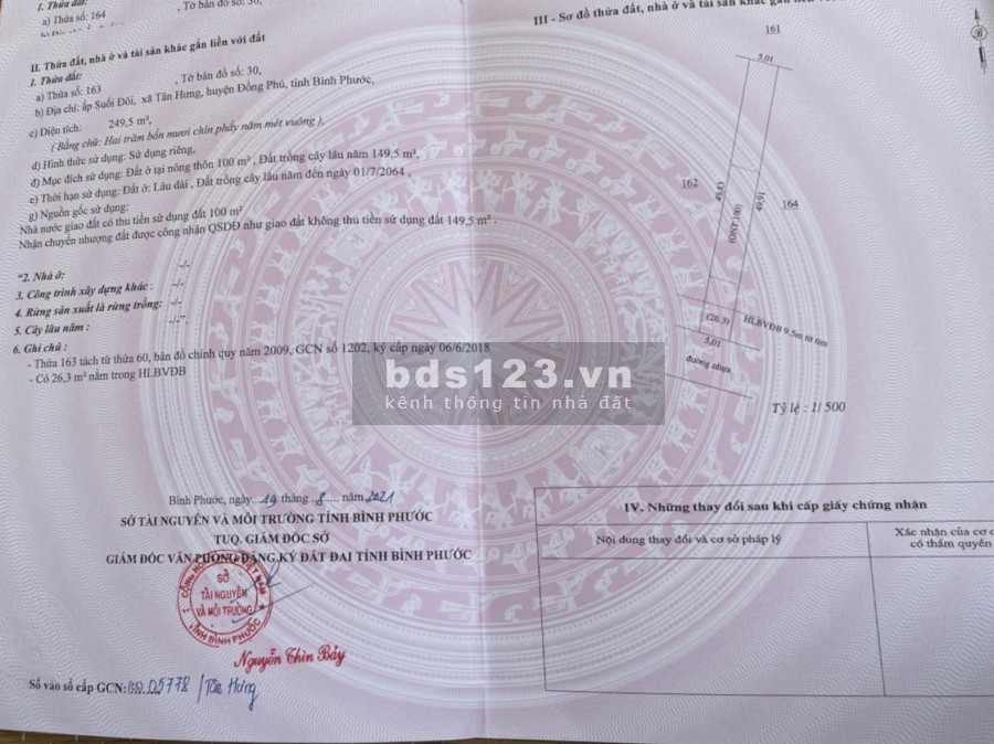 Bán đất Trung tâm hành chính Tân Hưng liền kề Becamex Đồng Phú, giá chỉ 689 triệu/nền