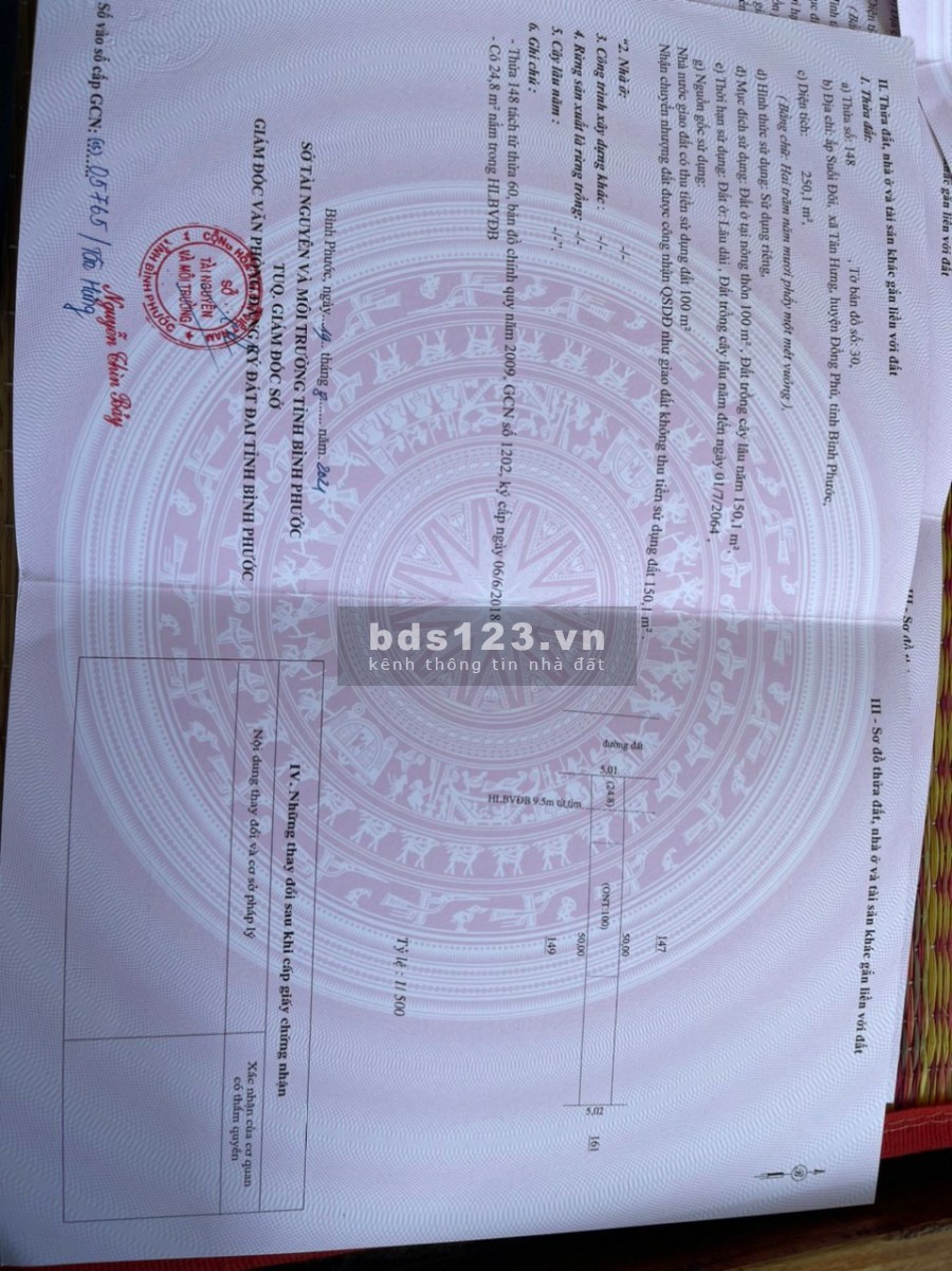 Đất thổ cư chính chủ mặt tiền 19m ngay khu hành chính Tân Hưng, liền kề KCN Becamex 6300 ha