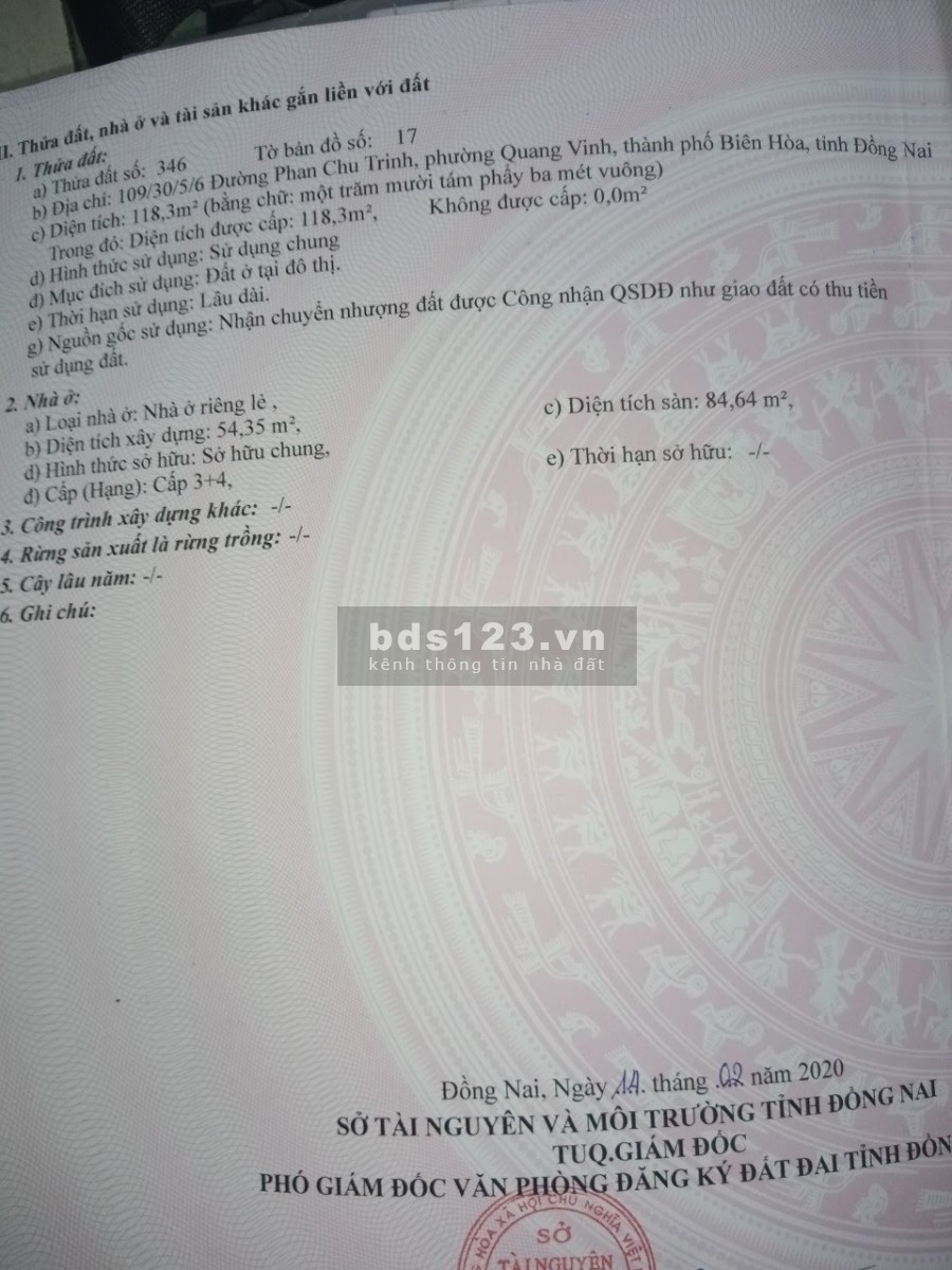 Bán nhà trung tâm thành phố Biên Hòa, P Quang Vinh giá 23 triệu/m2, chính chủ bán lh 0988241500