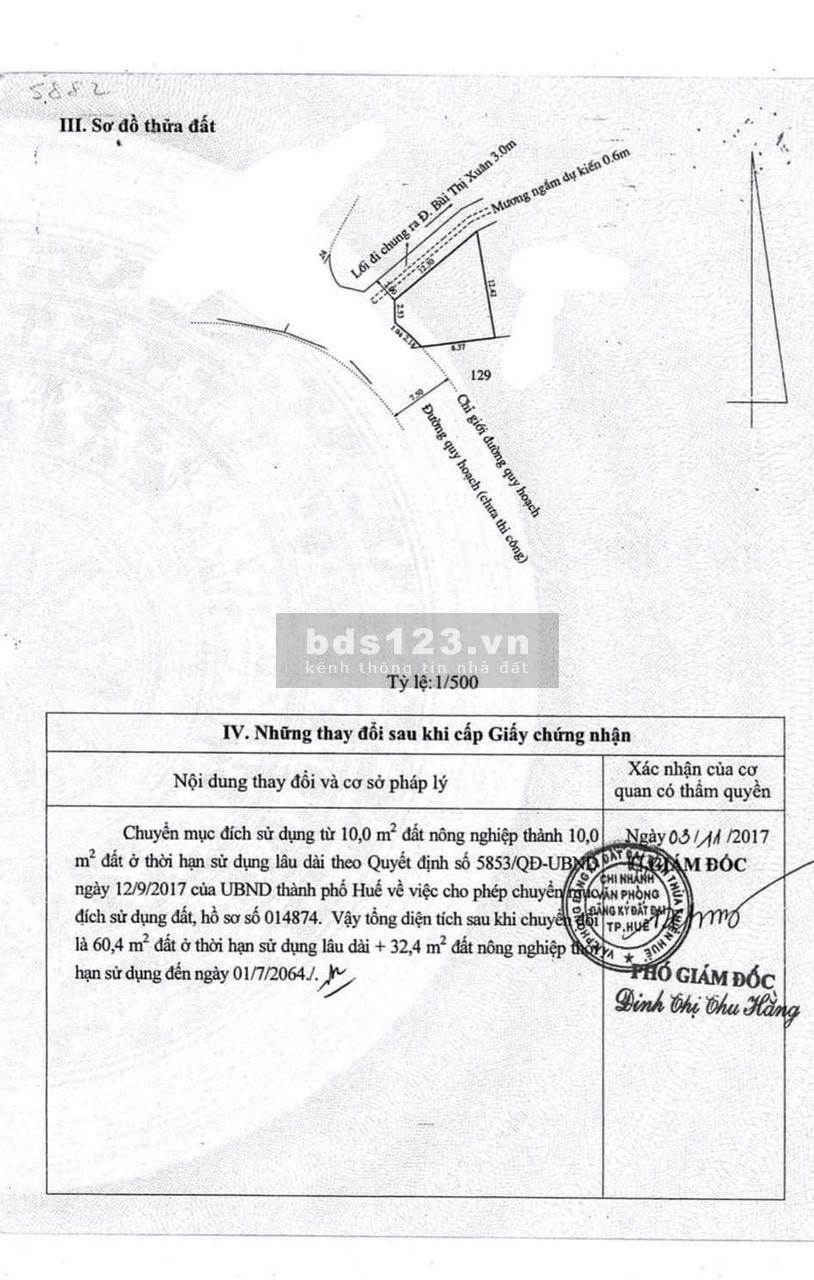 Hàng Hiếm Thuỷ Xuân diện tích sử dụng 93m2 kiệt ô tô khu dân trí cao hạ tầng đẹp