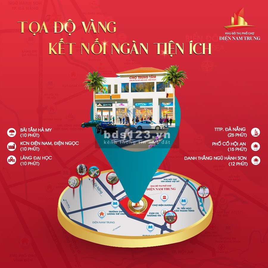 Siêu phẩm đất nền phố chợ Điện Nam Trung giá bán 1.65 tỷ, sổ sẵn bàn giao đầy đủ