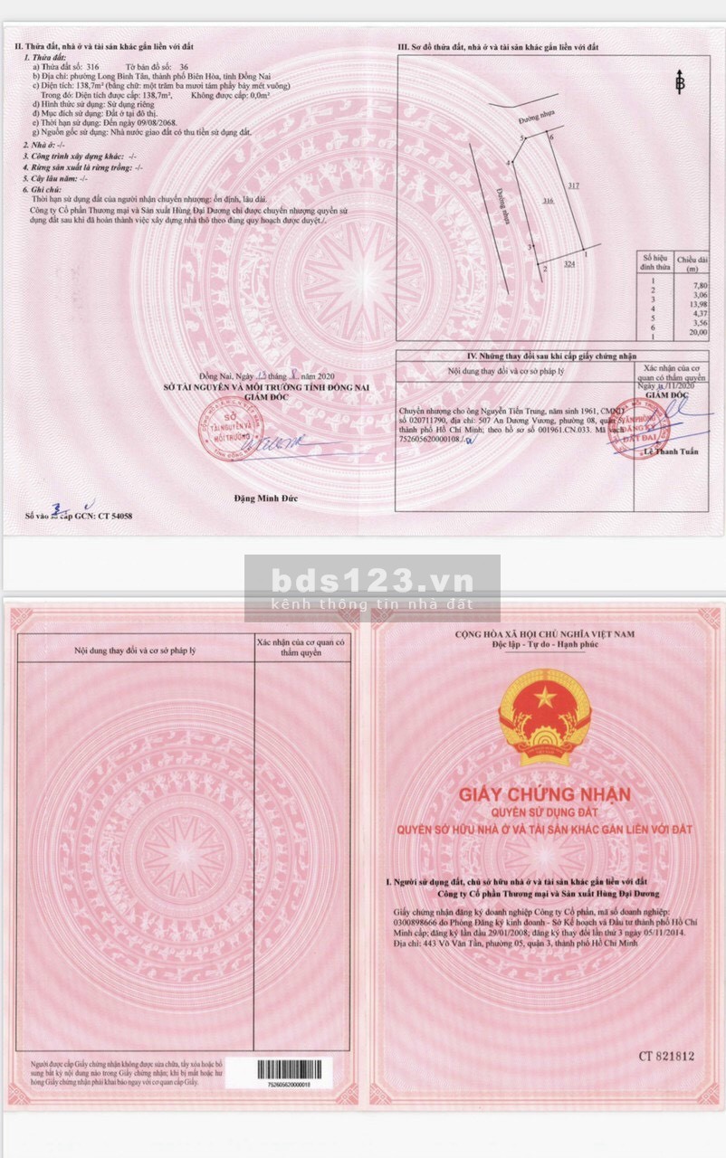 Đất nền dự án mới ngay thành phố Biên Hòa (cách Ngã 3 Vũng Tàu 500m) lh 0982350925