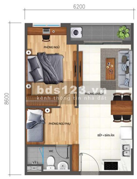 Cần bán căn hộ 1PN+ diện tích sử dụng 53m2 tặng Full nội thất chỉ cần xách vali vào ở