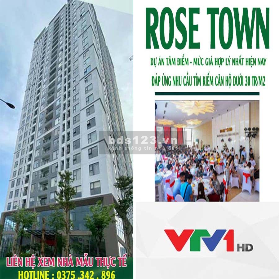 Căn 2PN được tìm mua nhiều nhất tại Rose Town hỗ trợ 65% GTCH 1năm không lãi, LH 0375342896